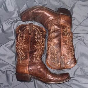 LUCCHESE 1883 EDITION- Mens 9.5 lizard and ostrich skin cowboy boots